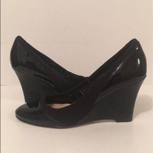 Ellen Tracy Patent Leather Wedge Pumps